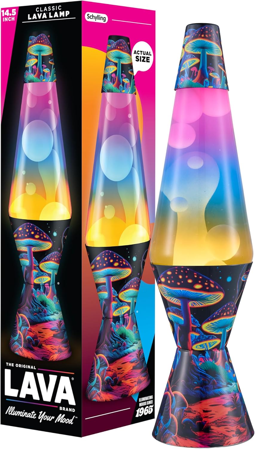 Lava The Original Lamp - 14.5 Trippy Shrooms ?C Classic Liquid Motion Lamp - Tri-Colored Globe and Black Base - Item #2361 (Amazon Exclusive)